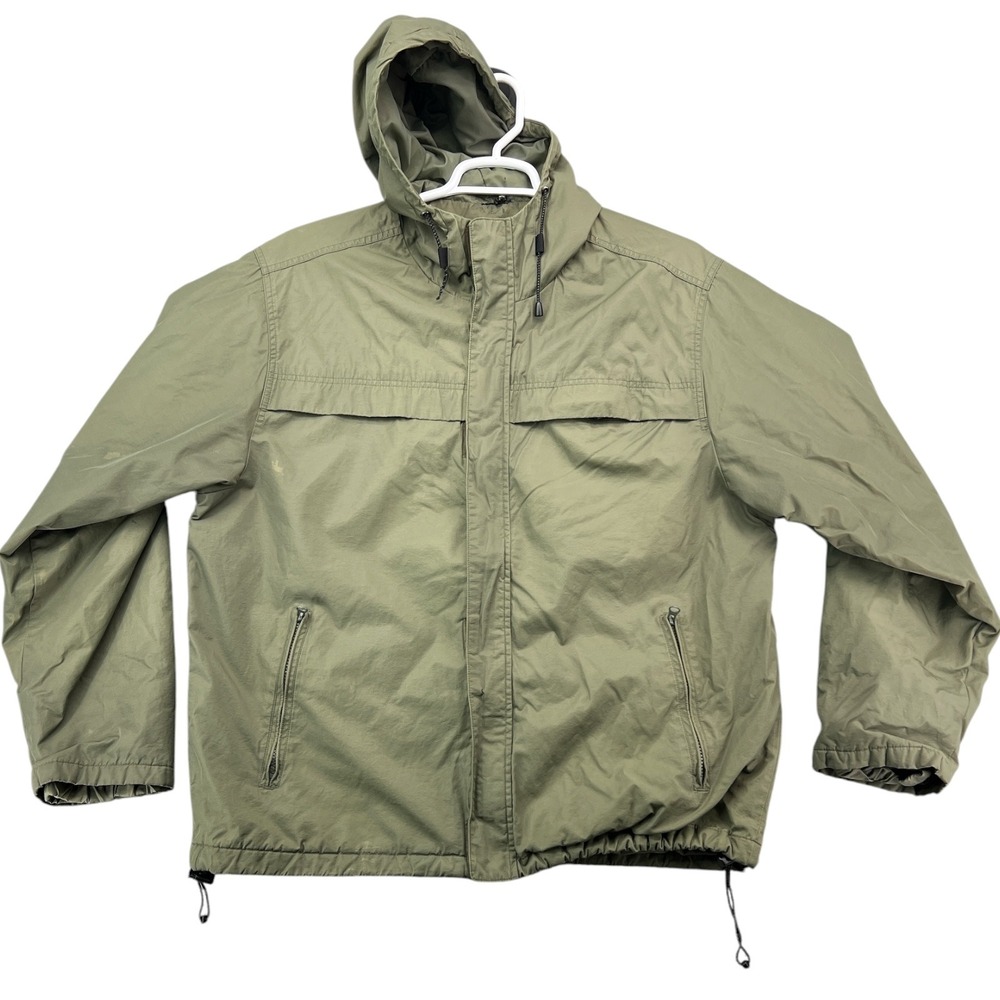 Eddie Bauer Outdoor Outfitter Mens XL Hooded Jacket Olive Green Insulated Zip